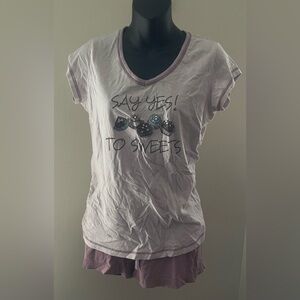 La Vie En Rose Mauve and Pink Pj Top & Short Set
